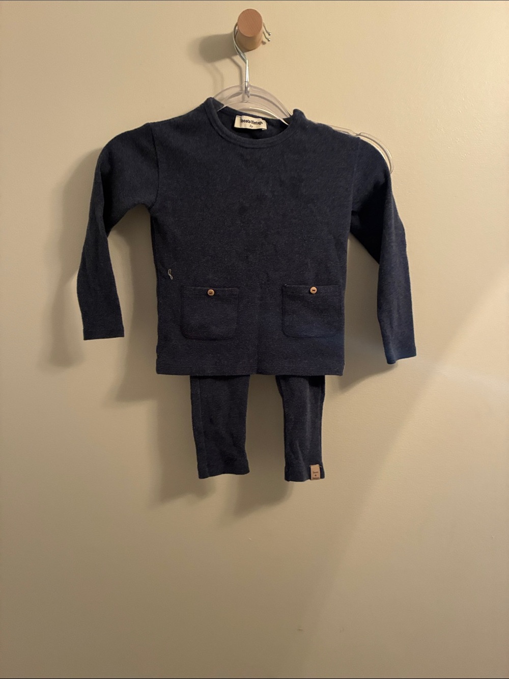 Children's Knit Set in Navy with Front Pockets - Bobo Choses